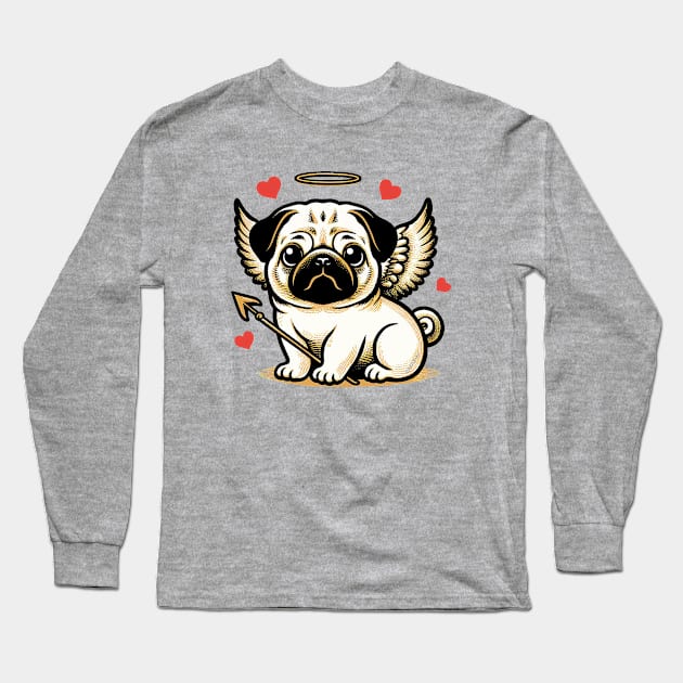 Valentine Pug Long Sleeve T-Shirt by Sketchy